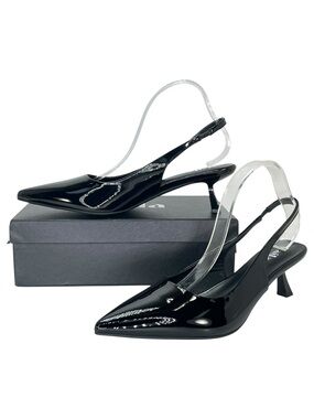 Vaila Lisa Black Patent Leather Slingback Womens Heels Size 13M